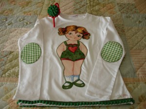 Camiseta muñequita tonos verdes