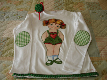 Camiseta muñequita tonos verdes