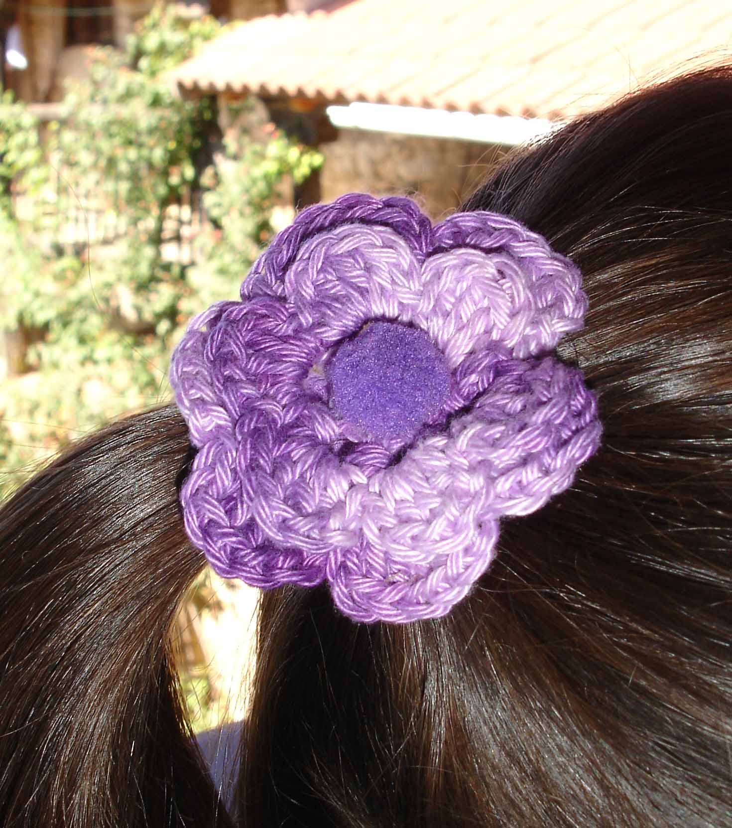 Coletero ganchillo morado